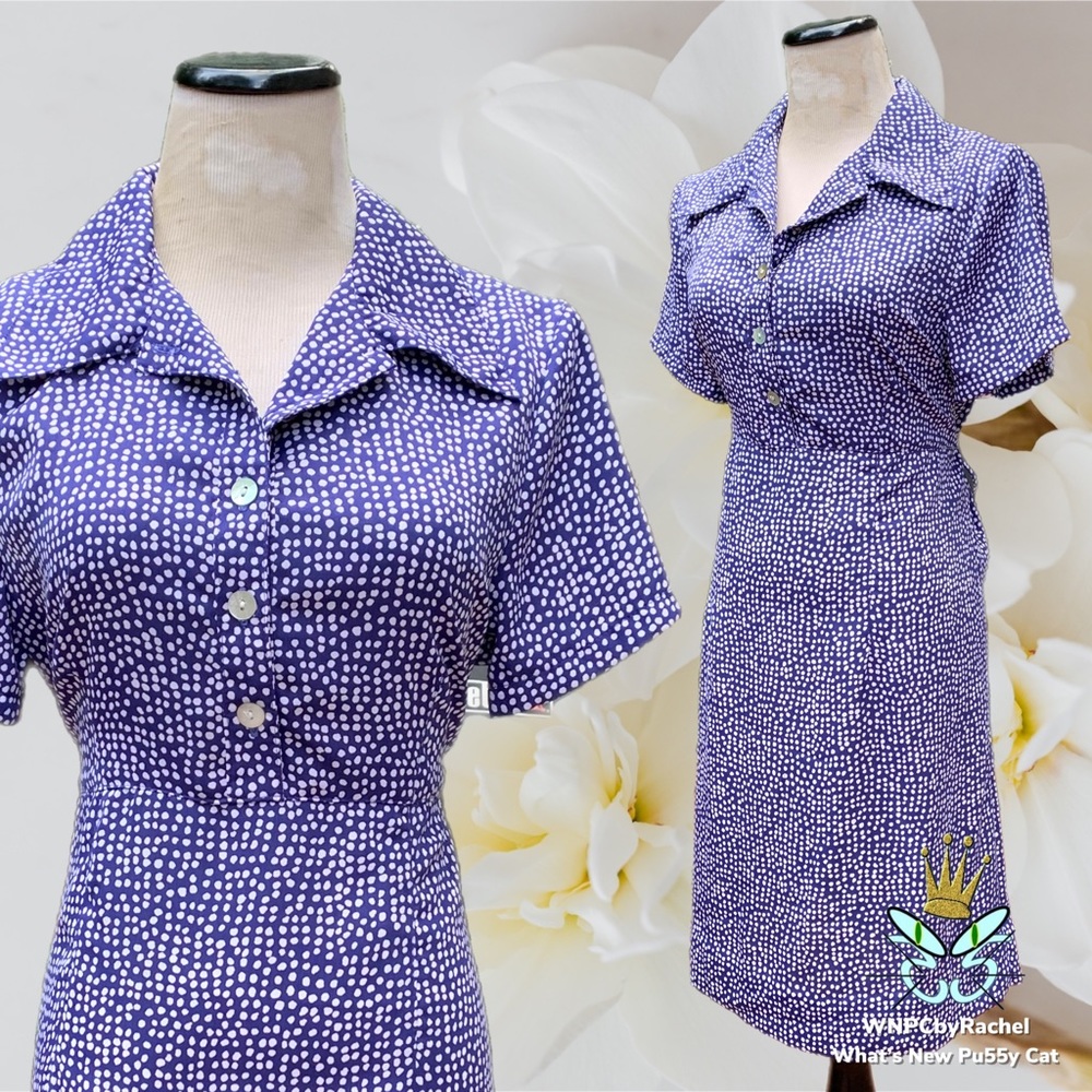 Norm Thompson Tie Back Polka Dot Dress, Medium Petite